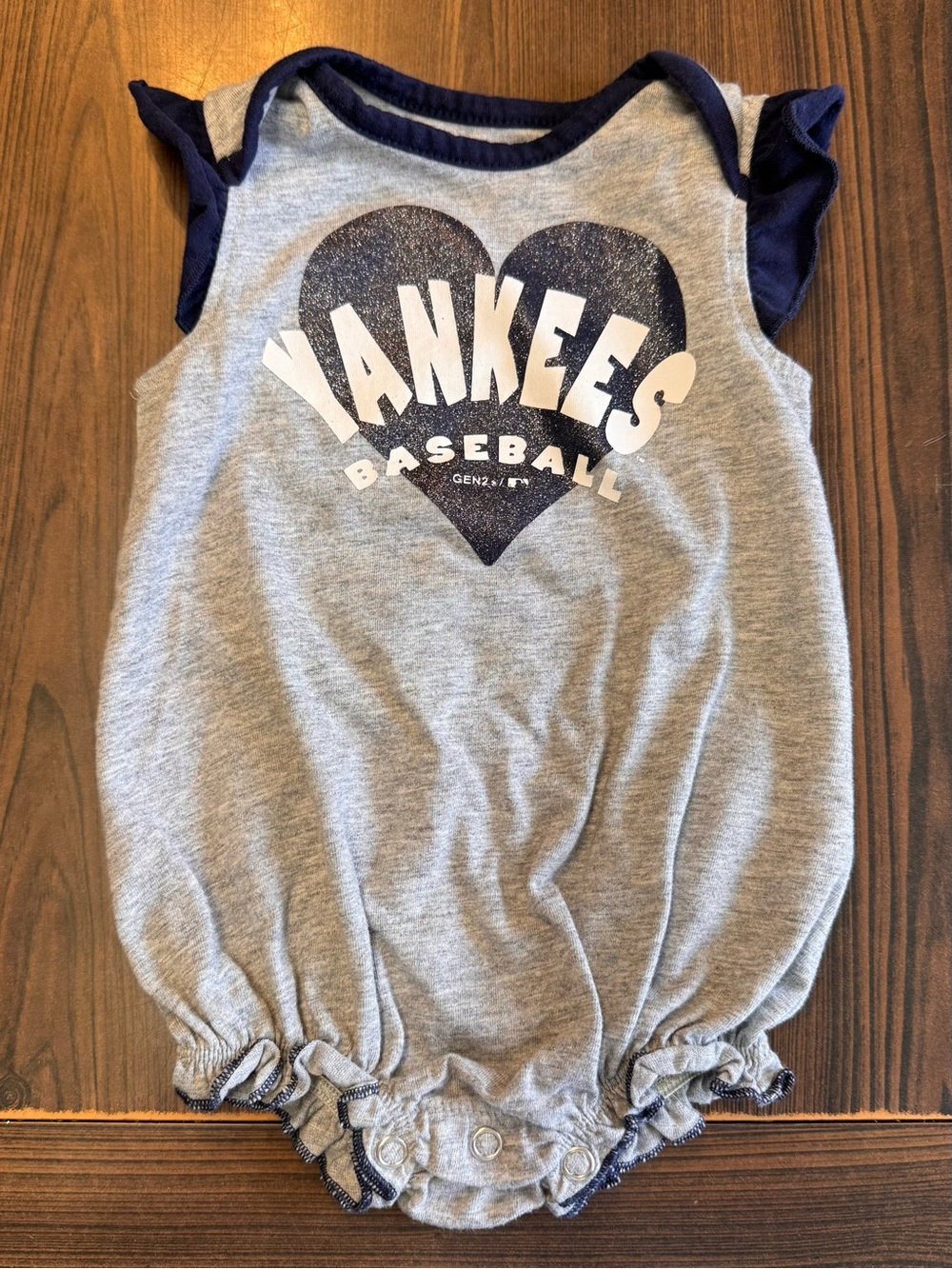 Yankees Baseball Girls' Gray & Navy Bubble onesis